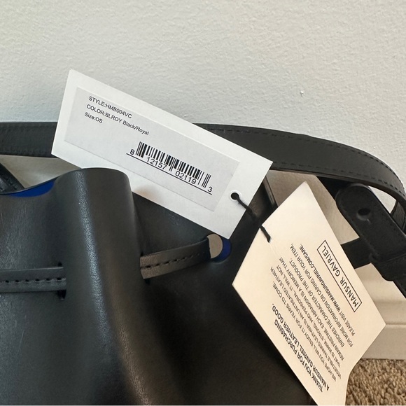 NWT Mansur Gavriel Calf Leather Crossbody Mini Bucket Bag - Black/Blue - Picture 5 of 5